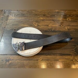 Linea Pelle Dark Brown Belt with Artistic Butterfly Buckle